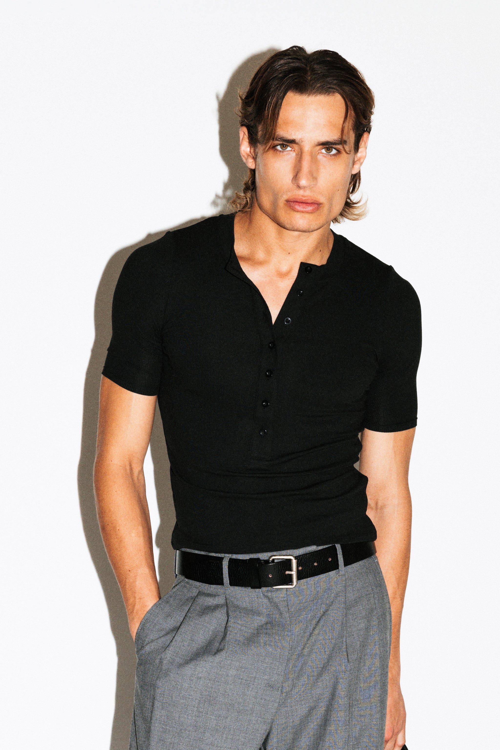 Maltman Slim Short Sleeve Silk Henley